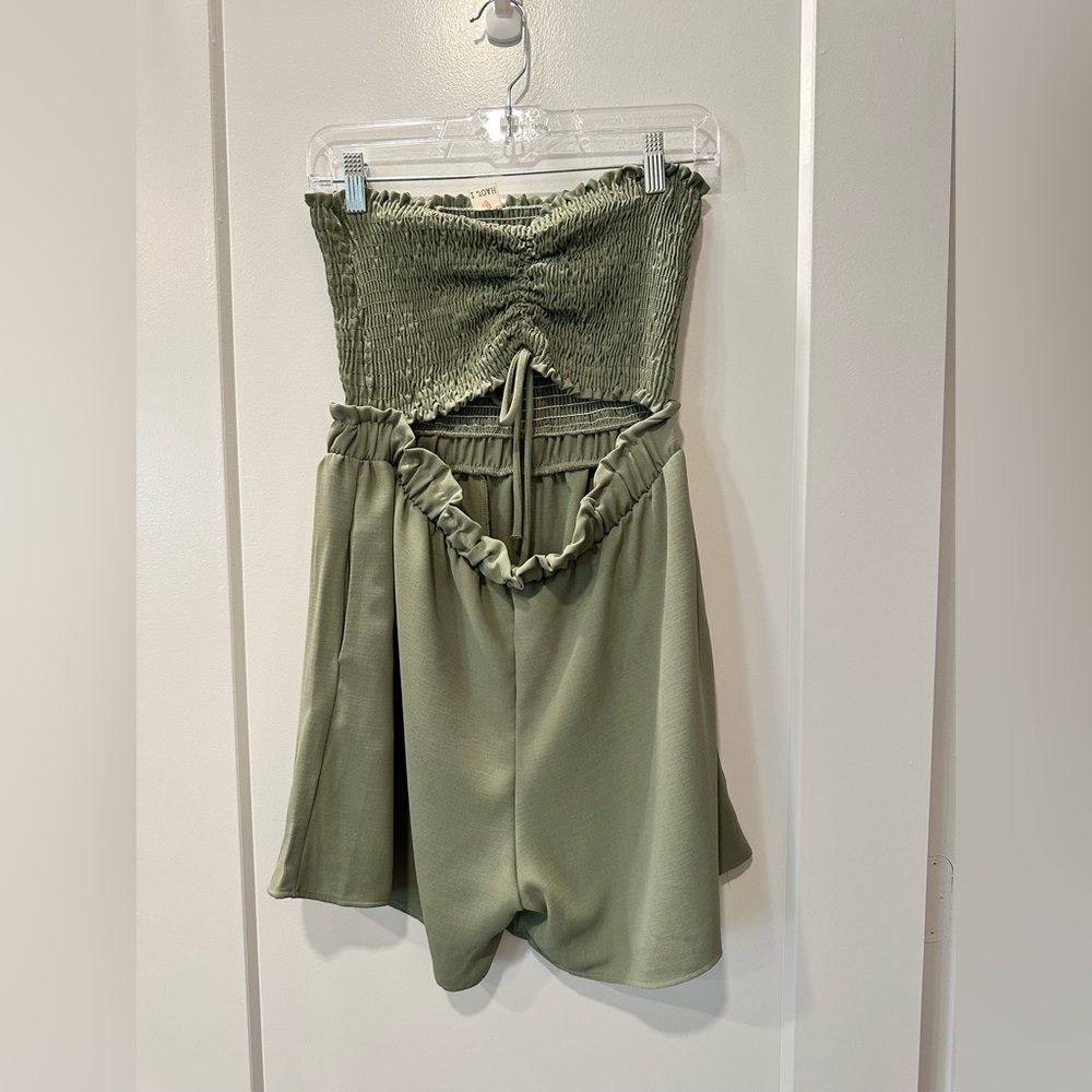 Green Strapless Romper